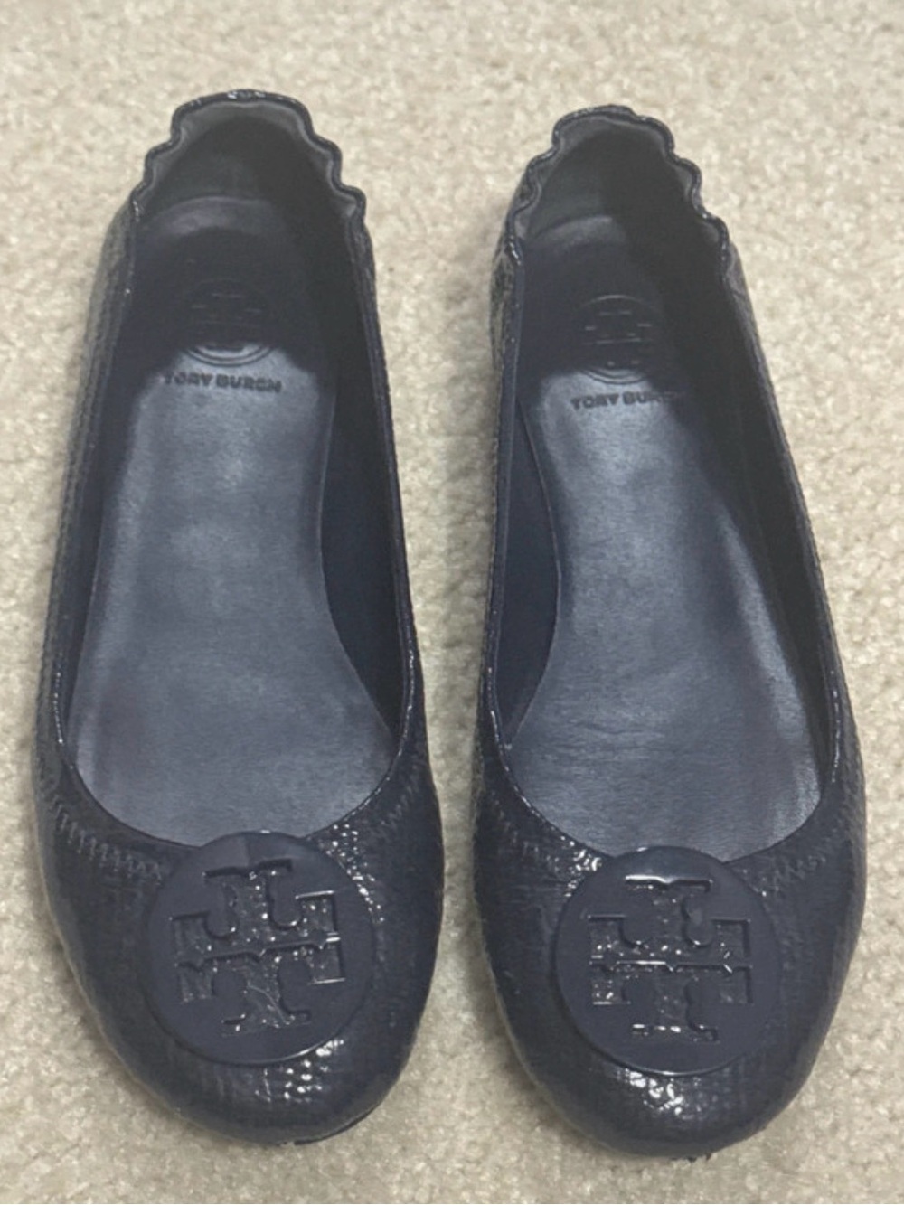 Vintage 2000s Tory Burch Reva Ballet Flats size 8 deep navy blue